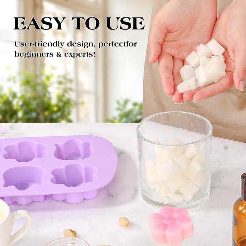 SJ Silicone Soap Molds 2 Packs, Tulip and Different Flower Shapes Soap Molds for Soap Making, 6-Cavity Mold for Craft Soap, Jelly, Chocolate, Candy, Lotion Bar, Bath Bombs & Ice Cube(Purple & Pink) - Image 4